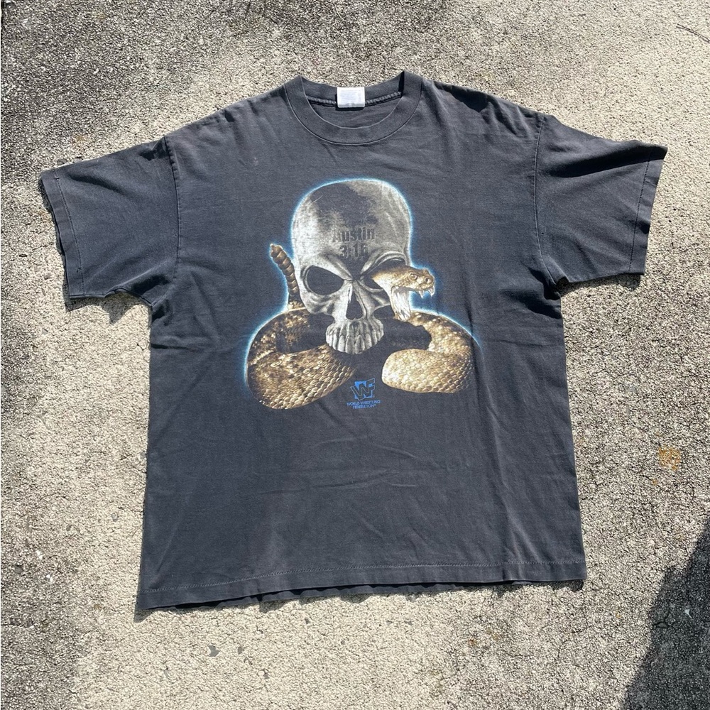 Vintage Single Stitch WWF Stone Cold Steve Austin Rattlesnake Wrestling Shirt
